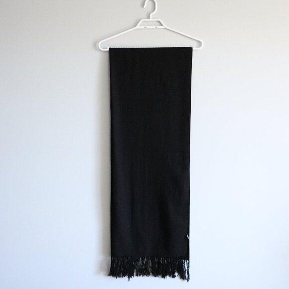 Unbranded Women's Black Wool Blend Wrap Fringe Scarf | 69" - Picture 1 of 6